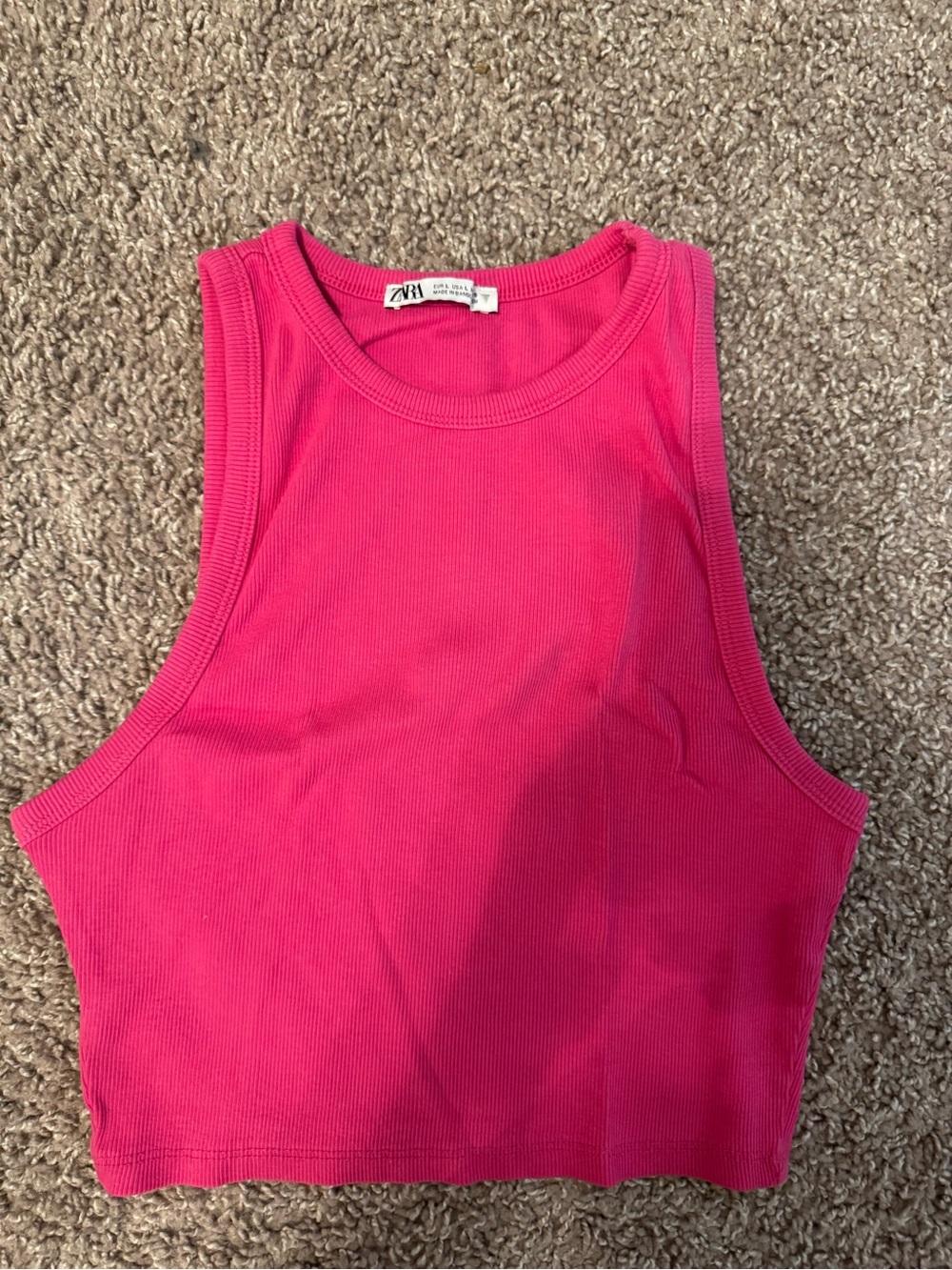 ZARA Hot Pink Ribbed Crop Tank